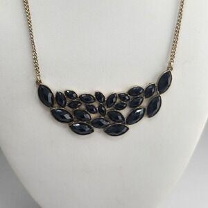 Gold Tone Sparkling‎ Black Crystal Statement Necklace
